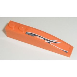 Slope, Curved 6 x 1 with 2 Studs with Black and Silver Pattern Model Left Side (Sticker) - Set 8162 Slope, Curved 6 x 1 with 2 Studs with Black and Silver Pattern Model Left Side (Sticker) - Set 8162