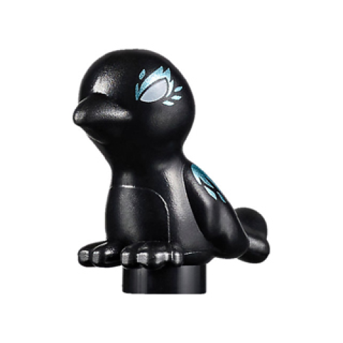 Деталь LEGO 98388pb08 Bird, Friends Style with White Eyes and Metallic Light Blue Feathers Pattern (Elves Shadow Raven)