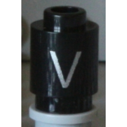 Brick, Round 1 x 1 with Silver Capital Letter V Pattern Brick, Round 1 x 1 with Silver Capital Letter V Pattern