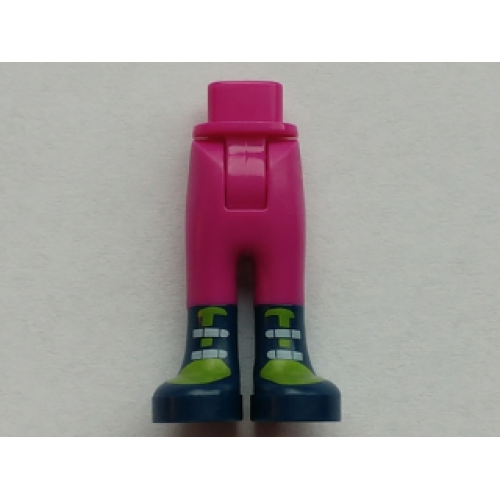 Деталь LEGO 92253c00pb20 Mini Doll Hips and Trousers with Back Pockets with Dark Blue Boots with Lime Tongues and White Straps Pattern - Thick Hinge