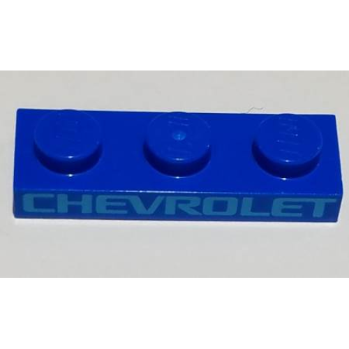 Деталь LEGO 3623pb020 Plate 1 x 3 with Medium Azure 'CHEVROLET' Pattern