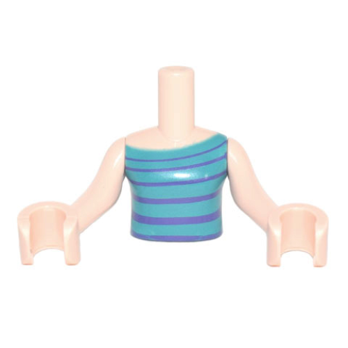 Деталь LEGO FTGpb346c01 Torso Mini Doll Girl Dark Turquoise Sleeveless Top with Dark Purple Stripes Pattern, Light Nougat Arms with Hands
