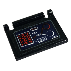 Minifigure, Utensil Book Cover with Red Question Marks and Circles on Display Screen Pattern (Sticker) - Set 76183