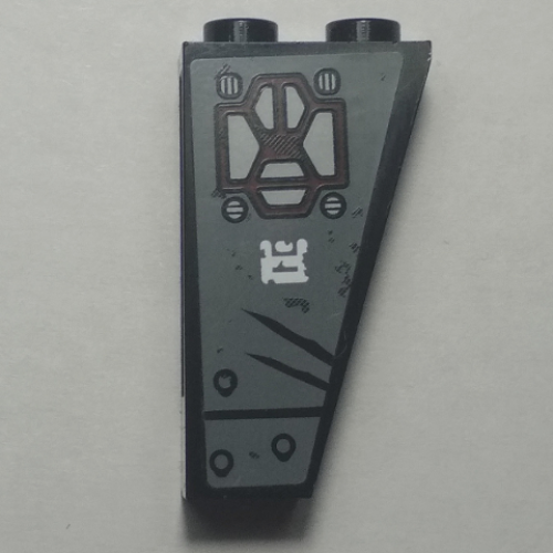 Деталь LEGO 2449pb009R Slope, Inverted 75 2 x 1 x 3 with 2 Scratches, Line and Dots Pattern Model Front Right Side (Sticker) - Set 70009