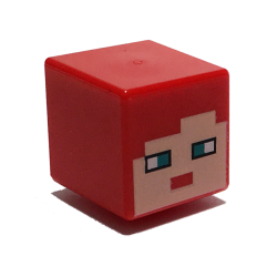 Minifigure, Head, Modified Cube with Pixelated Light Nougat Face and Dark Turquoise Eyes Pattern (Minecraft Farmhand)