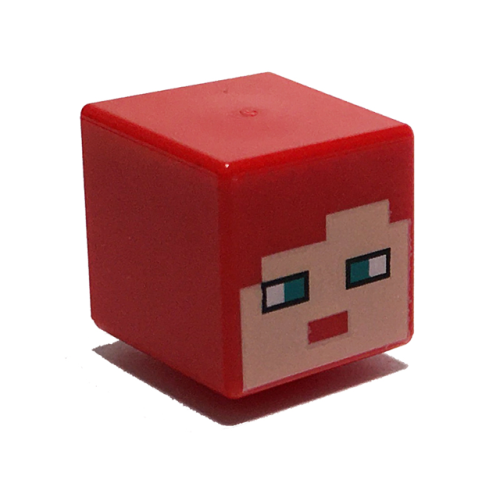 Деталь LEGO 19729pb043 Minifigure, Head, Modified Cube with Pixelated Light Nougat Face and Dark Turquoise Eyes Pattern (Minecraft Farmhand)