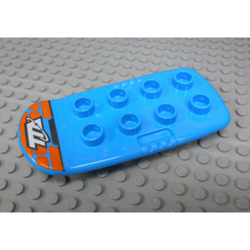 Деталь LEGO 24181pb01 Duplo Utensil Blastboard / Hoverboard with White 'TTA' and Orange Rectangles Pattern