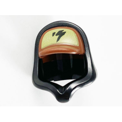 Minifigure, Headgear Hood Hoodie with Molded Reddish Brown Cap and Printed Dark Tan Panel with Black Lightning Bolt Pattern Minifigure, Headgear Hood Hoodie with Molded Reddish Brown Cap and Printed Dark Tan Panel with Black Lightning Bolt Pattern