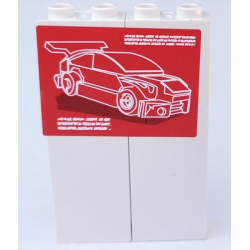 Stickered Assembly 4 x 1 x 5 with Red and Lime Car Posters Pattern on Both Sides (Stickers) - Set 8681 - 2 Brick 1 x 2 x 5 Stickered Assembly 4 x 1 x 5 with Red and Lime Car Posters Pattern on Both Sides (Stickers) - Set 8681 - 2 Brick 1 x 2 x 5
