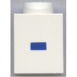 Brick 1 x 1 with Blue Dash / Hyphen / Minus Sign (-) Pattern (Bold Font)