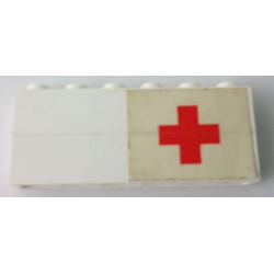 Stickered Assembly 6 x 1 x 2 with Red Cross on White Background Pattern Model Right Side (Sticker) - Sets 363-1 / 555-1 - 2 Brick 1 x 6 Stickered Assembly 6 x 1 x 2 with Red Cross on White Background Pattern Model Right Side (Sticker) - Sets 363-1 / 555-1 - 2 Brick 1 x 6