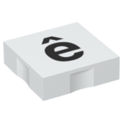 Duplo, Tile 2 x 2 with Black Lowercase Letter e with Circumflex (ê) Pattern