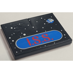 Stickered Assembly 4 x 3 with 'I.S.S.' Logo on Space and Earth Background Pattern (Sticker) - Set 7467 - 2 Tile 2 x 2, 1 Tile 1 x 4