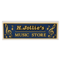 Tile 2 x 6 with Gold 'H. Jollie's MUSIC STORE' and Music Notes Pattern (Sticker) - Set 10308
