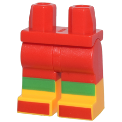 Hips and Legs with Molded Bright Light Orange Lower Legs / Boots and Printed Bright Green Knee Stripes and Red Toes Pattern Hips and Legs with Molded Bright Light Orange Lower Legs / Boots and Printed Bright Green Knee Stripes and Red Toes Pattern