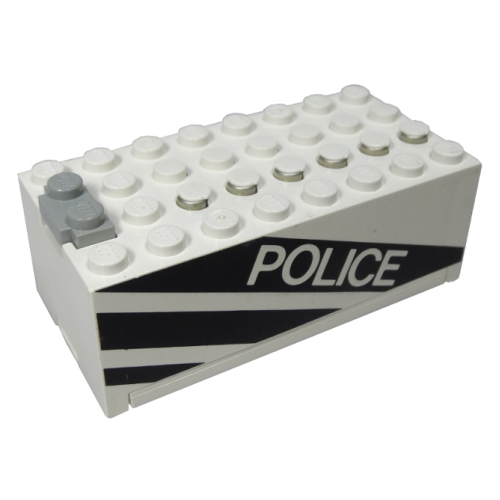 Деталь LEGO 4760c01pb01 Electric 9V Battery Box Small with 'POLICE' and Black Stripes Pattern