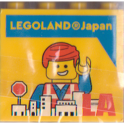 Brick 2 x 4 x 3 with LEGOLAND Japan, Emmet Minifigure, Town, and 'LA' Pattern Brick 2 x 4 x 3 with LEGOLAND Japan, Emmet Minifigure, Town, and 'LA' Pattern