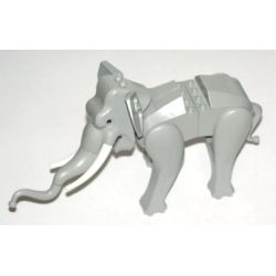 Elephant, Removable Legs with White Tusks - Light Gray