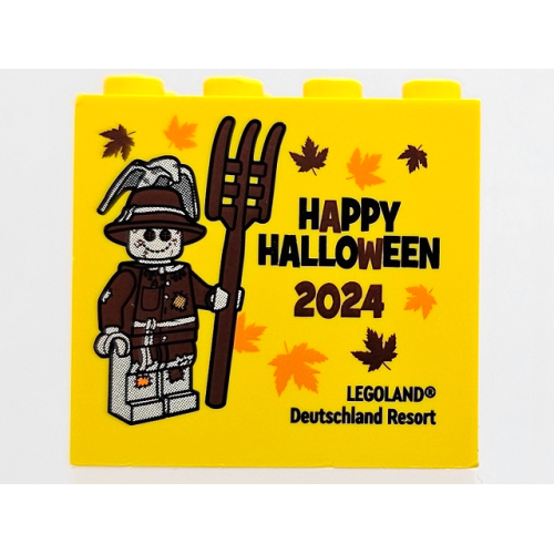 Деталь LEGO 30144pb437 Brick 2 x 4 x 3 with HAPPY HALLOWEEN 2024 LEGOLAND Deutschland Resort Pattern