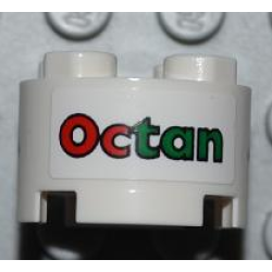 Brick, Round 2 x 2 with Axle Hole with Octan with Black Border Pattern (Sticker) - Sets 4645 / 7686