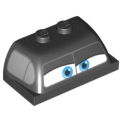 Windscreen 2 x 4 x 1 1/3 with Front Window with Dark Azure Eyes and Side Door Windows Pattern Windscreen 2 x 4 x 1 1/3 with Front Window with Dark Azure Eyes and Side Door Windows Pattern