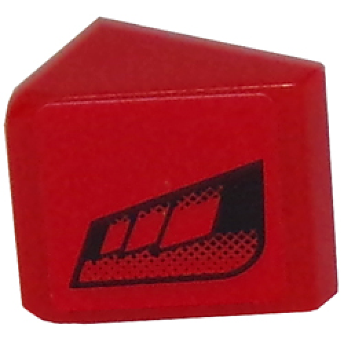 Деталь LEGO 54200pb067L Slope 30 1 x 1 x 2/3 with Black Faded Air Vents on Red Background Pattern Model Left Side (Sticker) - Set 8147