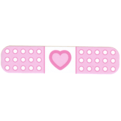 Duplo, Cloth Bandage Band Aid 3 x 13 with Pink Heart and Round Ends Duplo, Cloth Bandage Band Aid 3 x 13 with Pink Heart and Round Ends