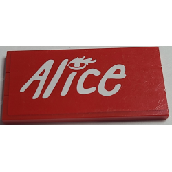 Stickered Assembly 6 x 3 with White 'Alice' Logo and Eye with Eyelashes on Red Background Pattern Model Right Side (Sticker) - Set 8157 - 3 Tile 1 x 6 Stickered Assembly 6 x 3 with White 'Alice' Logo and Eye with Eyelashes on Red Background Pattern Model Right Side (Sticker) - Set 8157 - 3 Tile 1 x 6