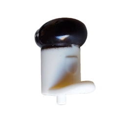 Minifigure, Hat with Small Pin, Tall Hat with Small Brim and Printed Black Top Pattern