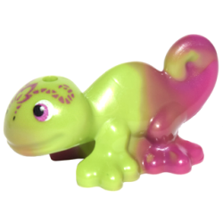 Chameleon, Friends Style with Black, Magenta and White Eyes and Marbled Magenta Pattern (Hidee) Chameleon, Friends Style with Black, Magenta and White Eyes and Marbled Magenta Pattern (Hidee)