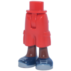 Mini Doll Hips and Trousers Cropped Large Pockets with Molded Reddish Brown Legs and Printed Dark Blue Shoes with Light Bluish Laces and Soles Pattern - Thin Hinge