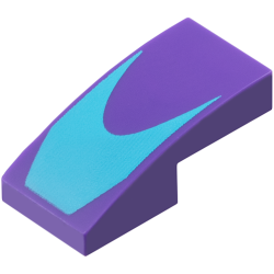 Slope, Curved 2 x 1 x 2/3 with Medium Azure Chevron Pattern Slope, Curved 2 x 1 x 2/3 with Medium Azure Chevron Pattern