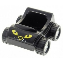 Duplo Car with Molded Pearl Light Gray Wheels and Black Treaded Tires with Yellow Eyes and Nose, White Dots Pattern Duplo Car with Molded Pearl Light Gray Wheels and Black Treaded Tires with Yellow Eyes and Nose, White Dots Pattern