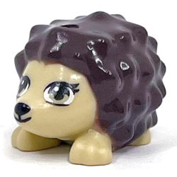 Hedgehog, Friends Style with Black Eyes, Eyelashes and Nose and Dark Brown Spines Pattern