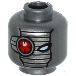Minifigure, Head Alien with Mechanical Right Eye Red, Silver Face Mask Pattern