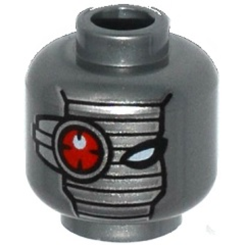 Деталь LEGO 3626pb1537 Minifigure, Head Alien with Mechanical Right Eye Red, Silver Face Mask Pattern