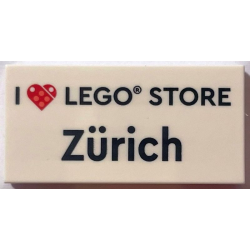 Tile 2 x 4 with 'I Heart LEGO STORE Zürich' Pattern