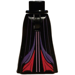 Mini Doll Hips and Skirt Full Length with Magenta Insets, Dark Purple and Medium Lavender Stripes Pattern - Thin Hinge