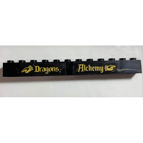 Деталь LEGO 6112pb018 Brick 1 x 12 with 'Dragons', 'Alchemy', and Pointing Hands Pattern (Stickers) - Set 75978