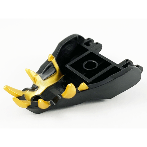 Деталь LEGO 72224pb01 Dragon Head (Ninjago) Jaw with 2 Bar Handles on Back with Molded Gold Teeth Pattern