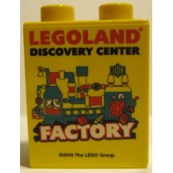 Duplo, Brick 1 x 2 x 2 with LEGOLAND Discovery Center Factory 2016 Pattern 1