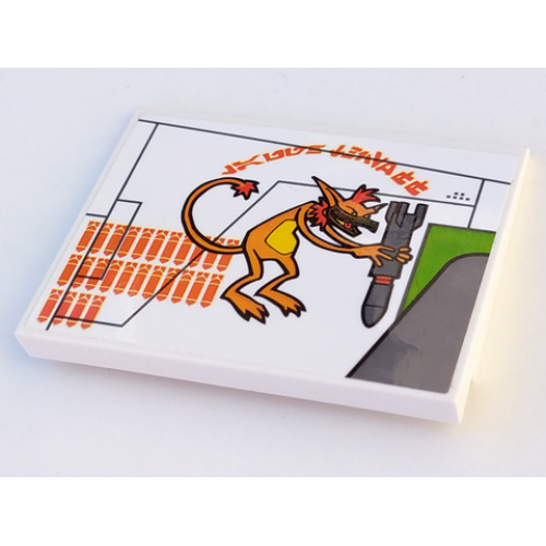 Деталь LEGO 4515pb035R Slope 10 6 x 8 with Orange Hits Pattern Model Right Side (Sticker) - Set 7676