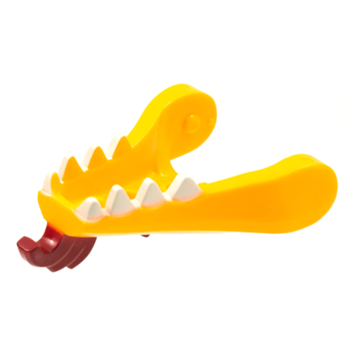 Деталь LEGO 40934pb03 Dragon Head (Ninjago) Jaw Lower with White Teeth and Dark Red Beard and Spines Pattern