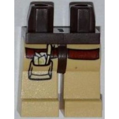 Деталь LEGO 970c02pb08 Hips and Tan Legs with Pocket with Pen and Paper Pattern