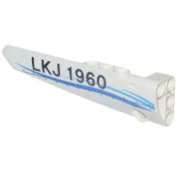 Technic, Panel Fairing # 5 Long Smooth, Side A with Blue Curved Stripes and 'LKJ 1960' Pattern (Sticker) - Set 42025 Technic, Panel Fairing # 5 Long Smooth, Side A with Blue Curved Stripes and 'LKJ 1960' Pattern (Sticker) - Set 42025