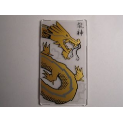 Glass for Window 1 x 4 x 6 with Dragon Head and Black Chinese Logogram '龍神' (Dragon God) Pattern