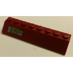 Slope 45 2 x 8 with Silver and Lime Mechanical Pattern Model Right side (Sticker) - Set 7298