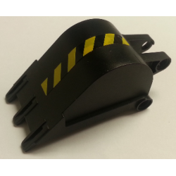 Technic Digger Bucket 4 x 4 x 9 with 3 Teeth and Black and Yellow Danger Stripes Pattern Model Left Side (Sticker) - Set 7707 Technic Digger Bucket 4 x 4 x 9 with 3 Teeth and Black and Yellow Danger Stripes Pattern Model Left Side (Sticker) - Set 7707