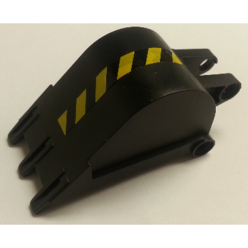 Деталь LEGO 2950pb01L Technic Digger Bucket 4 x 4 x 9 with 3 Teeth and Black and Yellow Danger Stripes Pattern Model Left Side (Sticker) - Set 7707