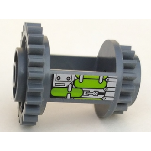 Деталь LEGO 6573pb001R Technic, Gear Differential 24-16 Tooth with Lime Containers Pattern Model Right Side (Sticker) - Set 7477